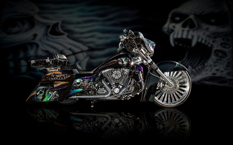airbrush, motorcycle, 1080P, airbrushed, design, purple, cool, cruiser