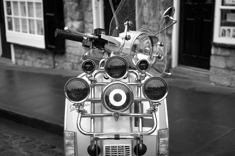 motorcycle, nostalgia, drive, 5K, photo, the past, day, grayscale, vehicle, sidewalk, outdoors, retro, downtown, urban, transportation, style, street