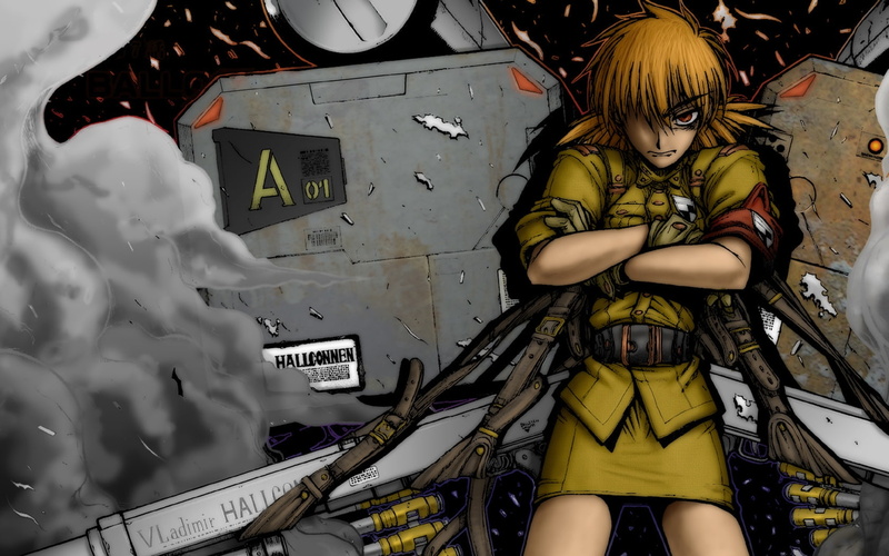 hellsing, anime girl, hd, anime, badass, beauty, awesome, 720P, girl, Blonde Hair, art, artillery, heavy, beautiful