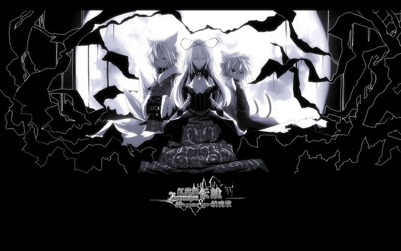 long, short, 4K, Cleavage, ribbons, yakumo, art, ch, yukari, nekomimi, monochrome, hd, hair, Touhou, animal, ears, badass
