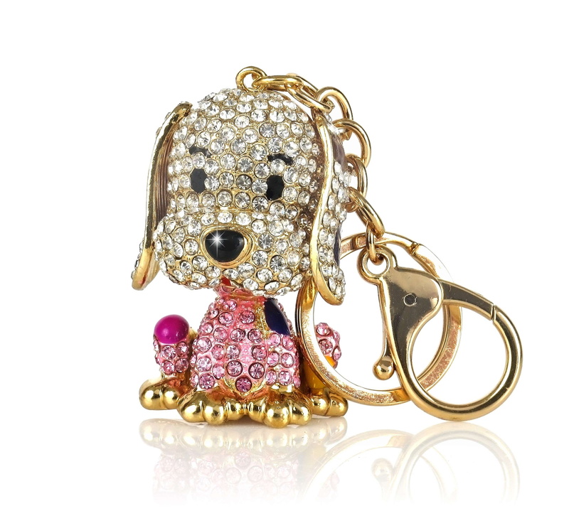 luxury, key ring pendant, doggy, indoors, gold, studio shot, key ring, metal, jewelry, human representation, white background, single object, cut out, personal accessory