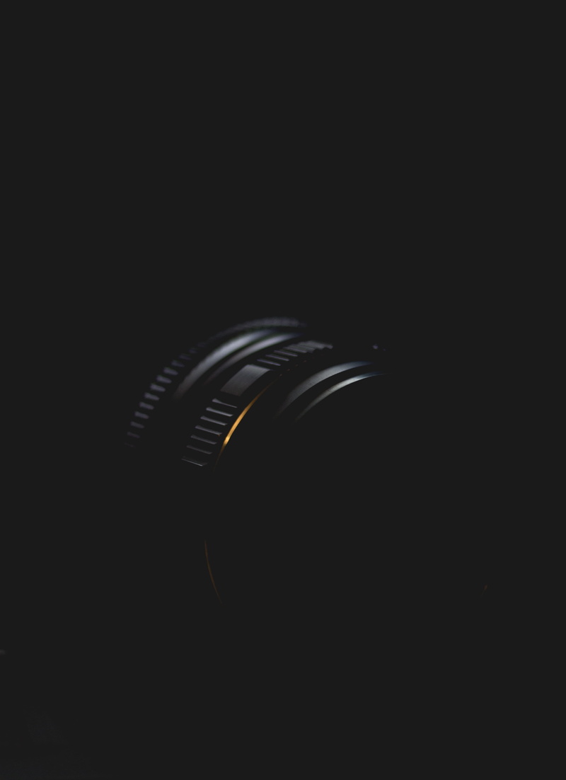 object, close-up, product, ring, contrast, minimalist, single object, copy space, black color, black background, 4K, camera lens, minimal, untitled, food and drink