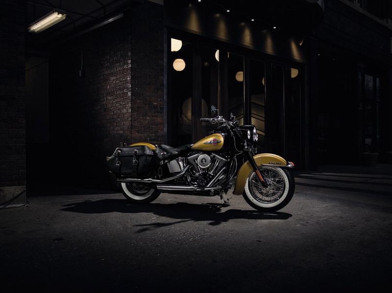 building, built structure, street, headwear, transportation, motorcycle, stationary, harley davidson heritage softail, city, mode of transportation, parking