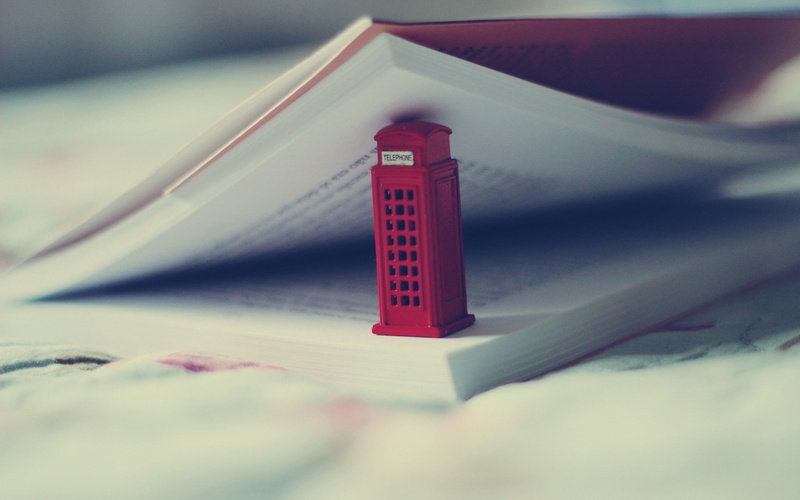 books, 2K, depth of field, miniatures, phone box, closeup, photography