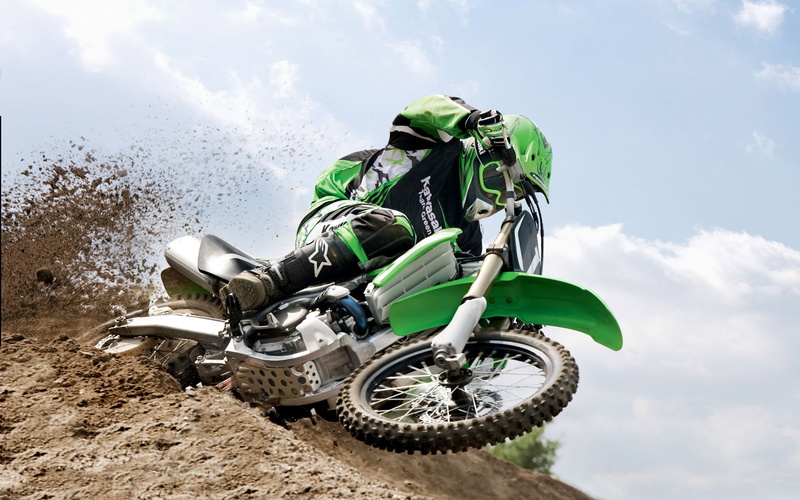 dirtbike, kawasaki, green, 1080P, motocross