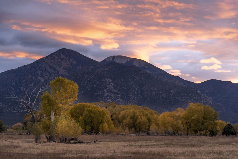 sky, beauty in nature, nature, mount wheeler fall sunrise, fall colors, environment, cotton wood trees, no people, 2K, idyllic, sunrise, tranquil scene