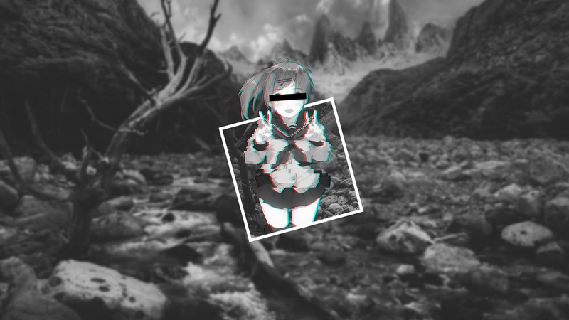 1080P, blurred, anaglyph 3D, anime, glitch art, anime girls, landscape
