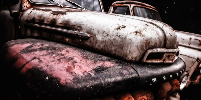 damaged, transportation, metal, vehicle, no people, outdoors, rusty, 1080P, rust, weathered, deterioration, land vehicle, retro styled, day, decline, abandoned