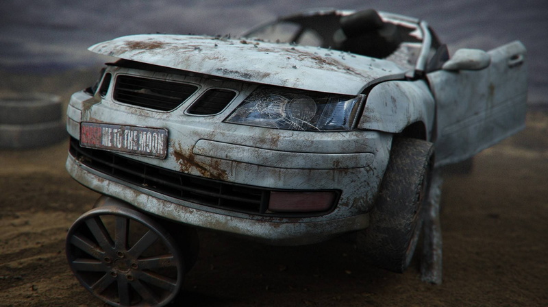 run-down, outdoors, car, mode of transportation, damaged, metal, deterioration, obsolete, saab, Saab 9-3, 1080P, motor vehicle, rusty, day, wheel, focus on foreground