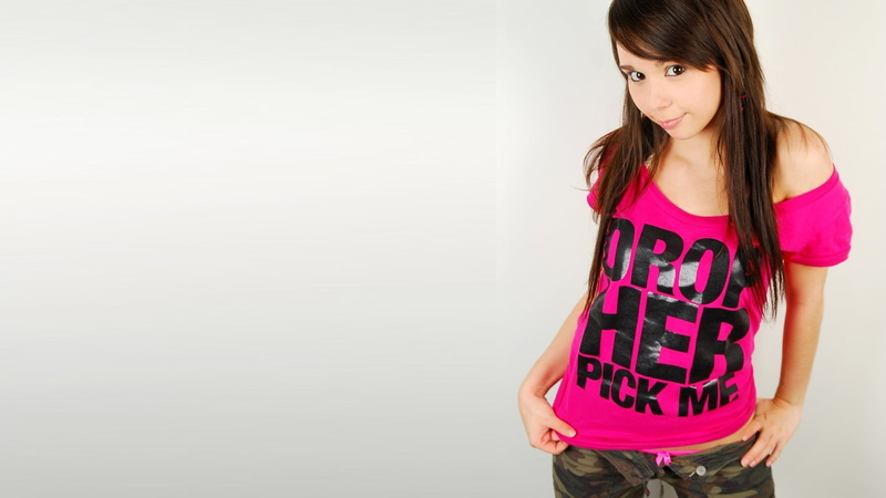 portrait, indoors, young adult, women, Ariel Rebel, looking at camera, hair, standing, pink, beautiful woman, shirt, wall - building feature, teenager