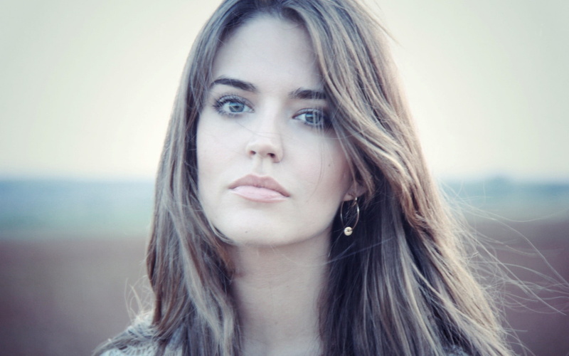 beautiful woman, adult, brunette, hairstyle, beauty, focus on foreground, face, looking at camera, Clara Alonso, sky, long hair, headshot, one person, young adult