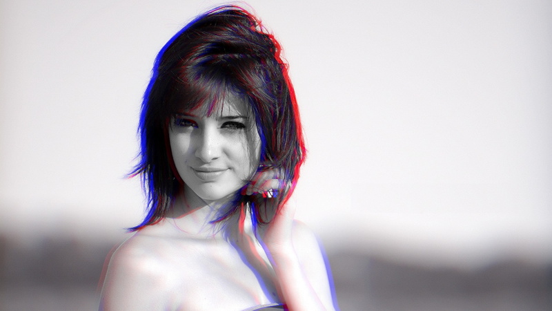 1080P, anaglyph 3D, Susan Coffey, monochrome, model, men