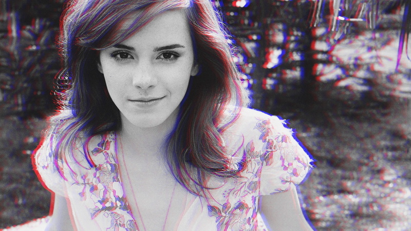 anaglyph 3D, Emma Watson, 1080P