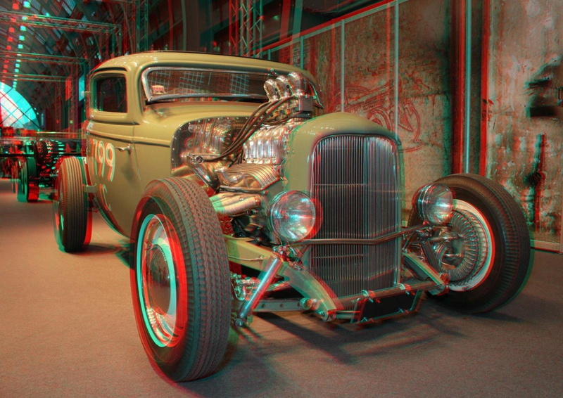 rod, hot, glasses, 720P, cars, vintage, anaglyph