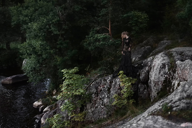 trees, land, beauty in nature, leisure activity, water, real people, Tatiana Mercalova, growth, solid, one person, stream - flowing water, stones, flowing