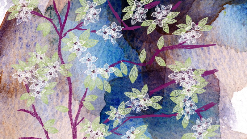 3d and abstract, blue, cherry, blossoms, spring, trees, abstract, sakura, firefox persona, flowers, 1080P, apple