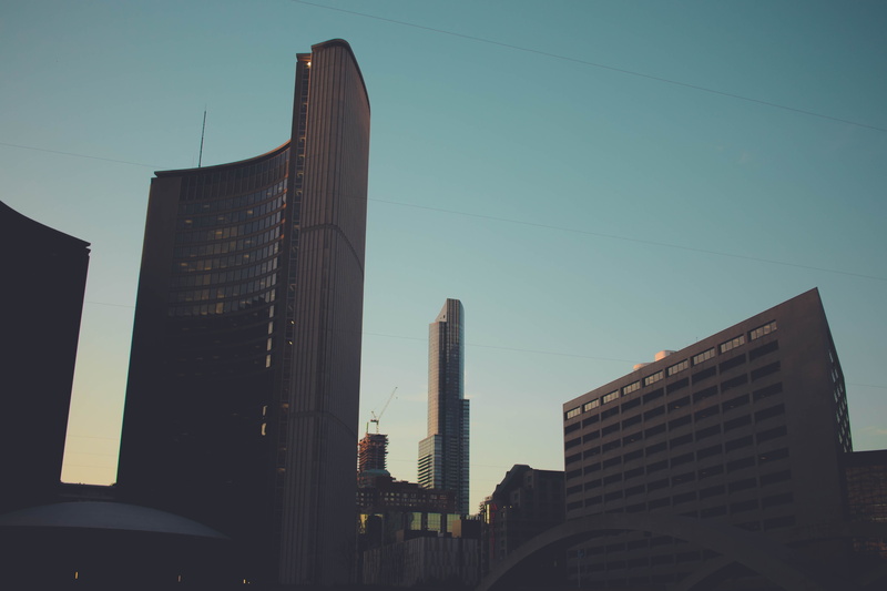 outdoors, office, modern, canada, sky, sunlight, housing, sunset, clear sky, office building, city, downtown, office building exterior, 5K, sunrise, apartment building