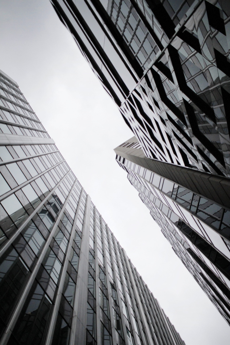 office, no people, day, outdoors, sky scraper, steel, 5K, tall - high, photography, office building exterior, buildings, angle, low, tower, glass, photo
