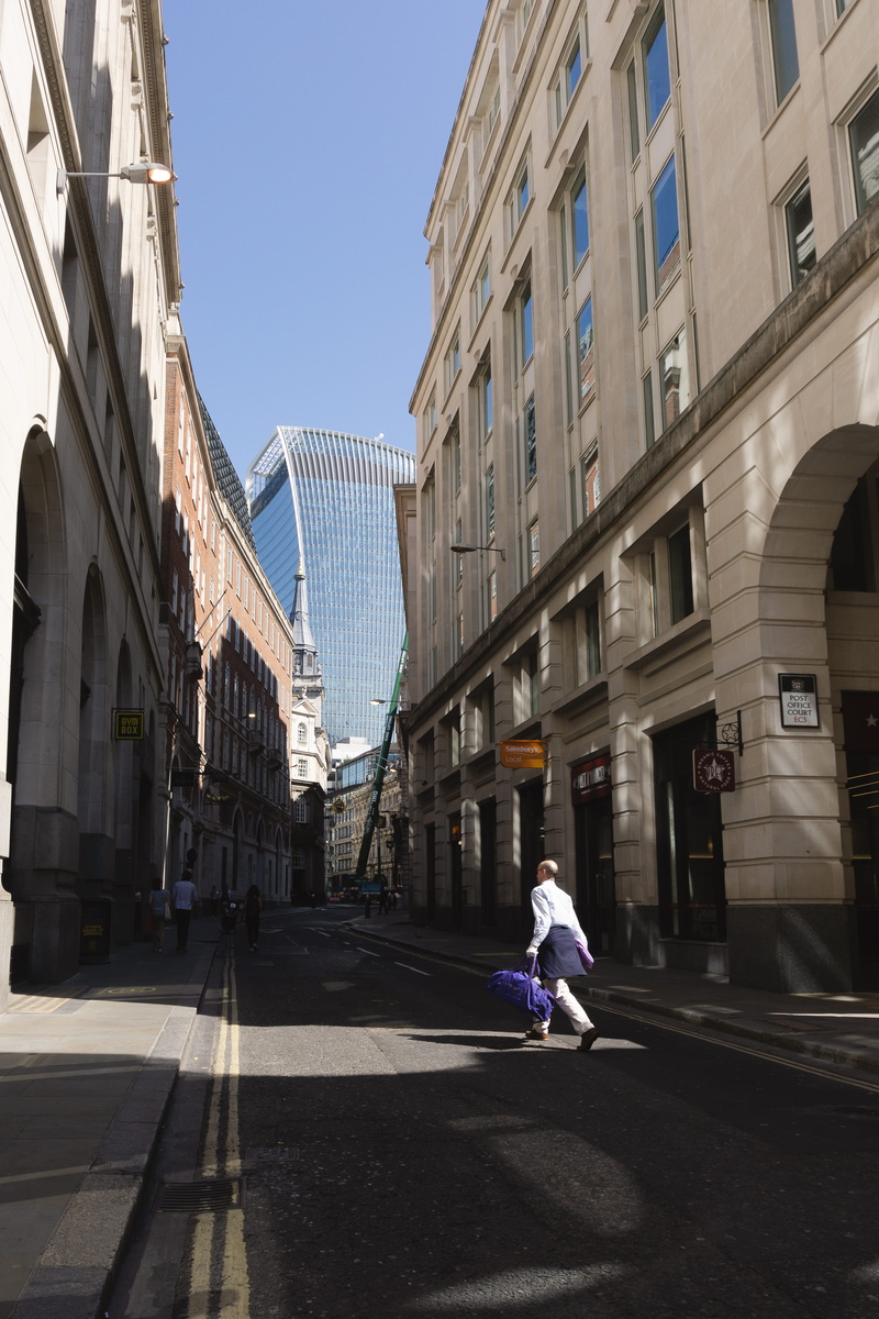 buildings, day, urban Scene, 4K, architecture, walkie talkie building, building Exterior, new York City, outdoors, crossing, famous Place, streetscape
