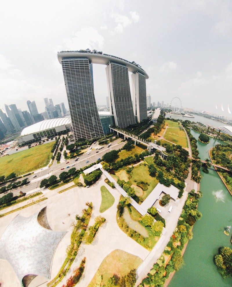 hotel, birds eye view, singapore, photography, high, grass, sunny, field, river, building, urban Skyline, cloud - sky, skyscraper, outdoors, cityscape