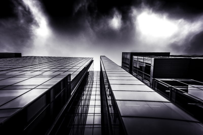 glass, building, low angle view, cloud - sky, design, railing, citycity living, nature, dark, diminishing perspective, untitled, architecture, glass building