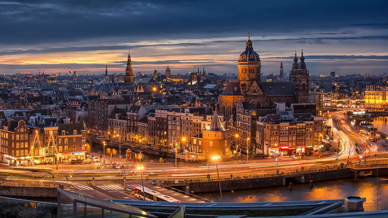 nuit, city, 2K, netherlands, amsterdam