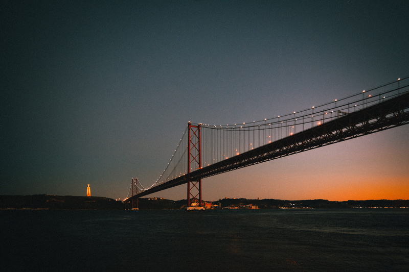 city, bridge - man made structure, architecture, nature, sky, tourism, suspension bridge, portugal, transportation, illuminated, ponte 25 de abril, water