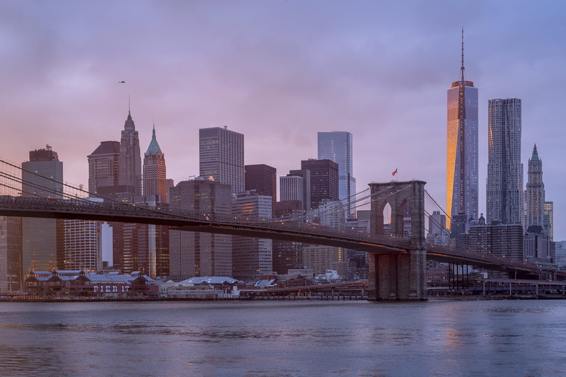 new york, east river, financial district, urban skyline, spire, tower, manhattan, architecture, skyline, water, wtc, skyscraper, landscape, sunset, new york city