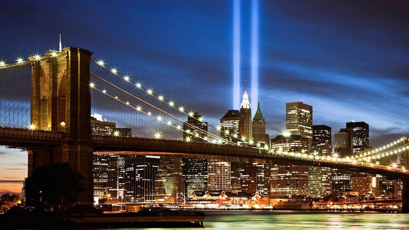 lights, bridge, 1080P, tribute, brooklyn, nature and landscapes