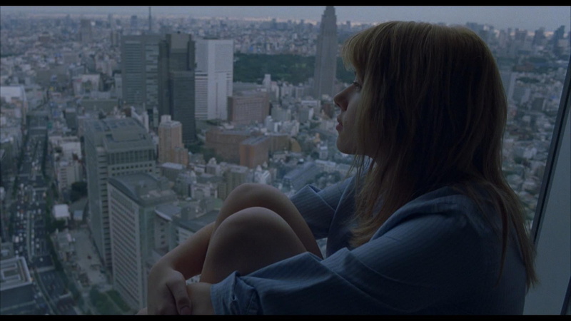 window, cityscape, Lost in Translation, young adult, contemplation, building exterior, adult, architecture, Scarlett Johansson, looking, built structure