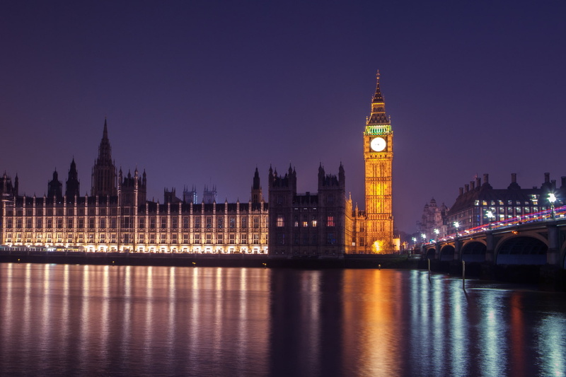 Westminster, night, government, building exterior, dusk, London, lights, Big Ben, water, no people, city, reflection, bridge - man made structure, travel destinations