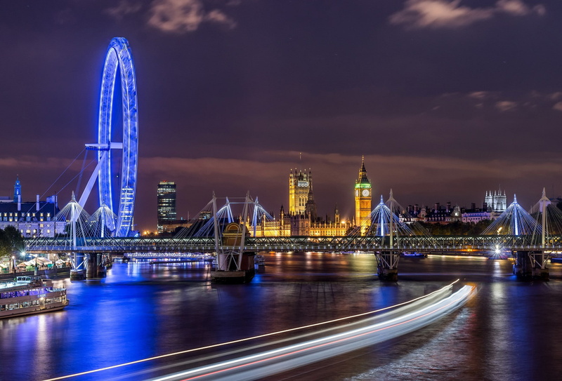 River Thames, London Eye, building, Westminster, city, 1080P, London