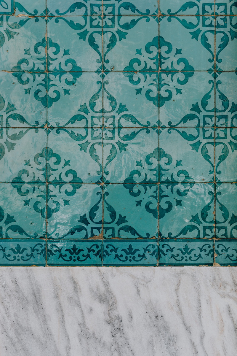 pattern, full frame, outdoors, turquoise colored, azulejos, backgrounds, tiles, building exterior, safety, tile, architecture, lisbon, day, floral pattern