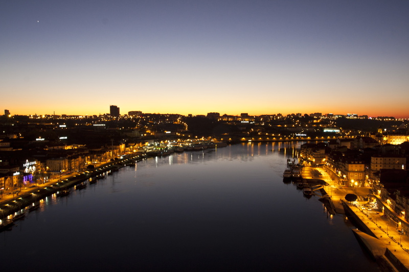 Río, City, urban Scene, Landscape, famous Place, Gradients, Boats, water, europe, Lights, Naranja, Amarillo, body of water, buildings, el, night, body