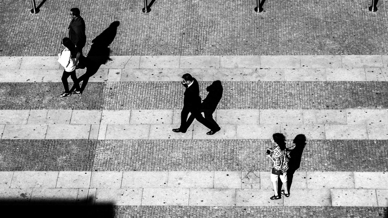 day, women, real people, street, crosswalk, high angle view, people, lifestyles, full length, men, group of animals, composition, 2K, transportation, road