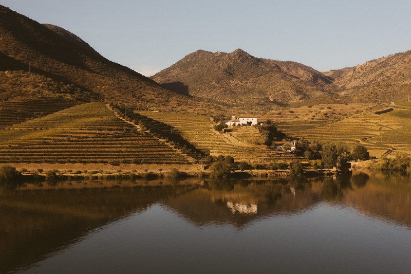 mountain range, arid climate, water, no people, river, beauty in nature, peso da régua, mountain, douro, land, house, tranquility, vines, portugal