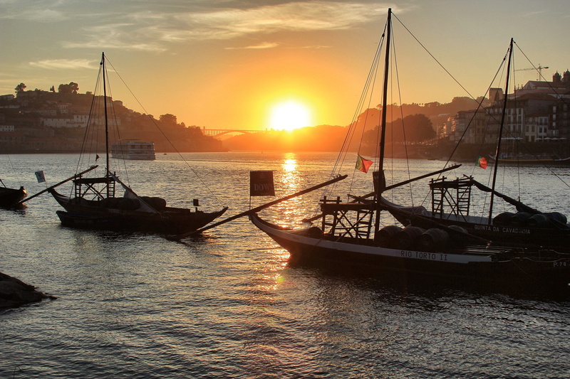 waterfront, portugal, douro, sailboat, transportation, nature, lens flare, sun, water, sunset, fishing industry, outdoors, orange color, mast, sunbeam