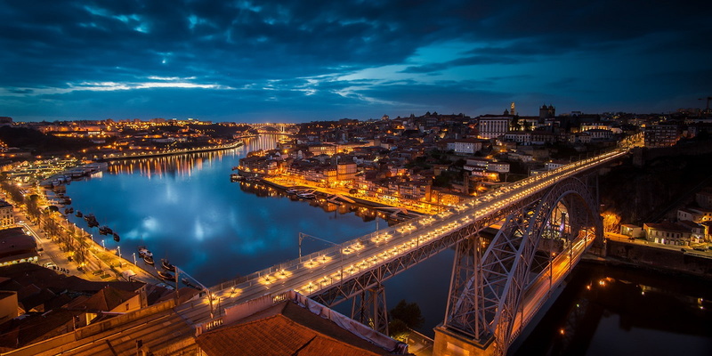 720P, Porto, cityscape, city lights, city, river, bridge