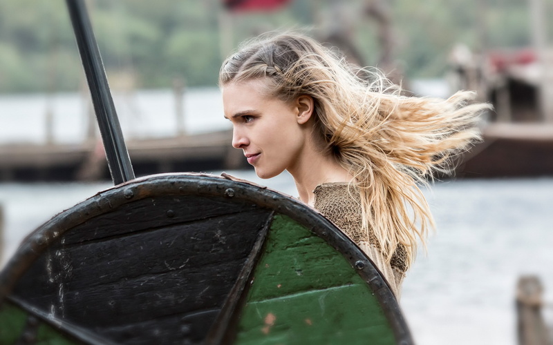 shield, black, Weiss, Vikings, woman, green, 2K, Gaia, s