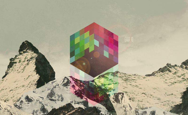 nature, formation, multi colored, digital art, rock, solid, Cube, Graphics, land, Retro, Gaia 10, snow, Color, beauty in nature, flag, cloud - sky, Vintage