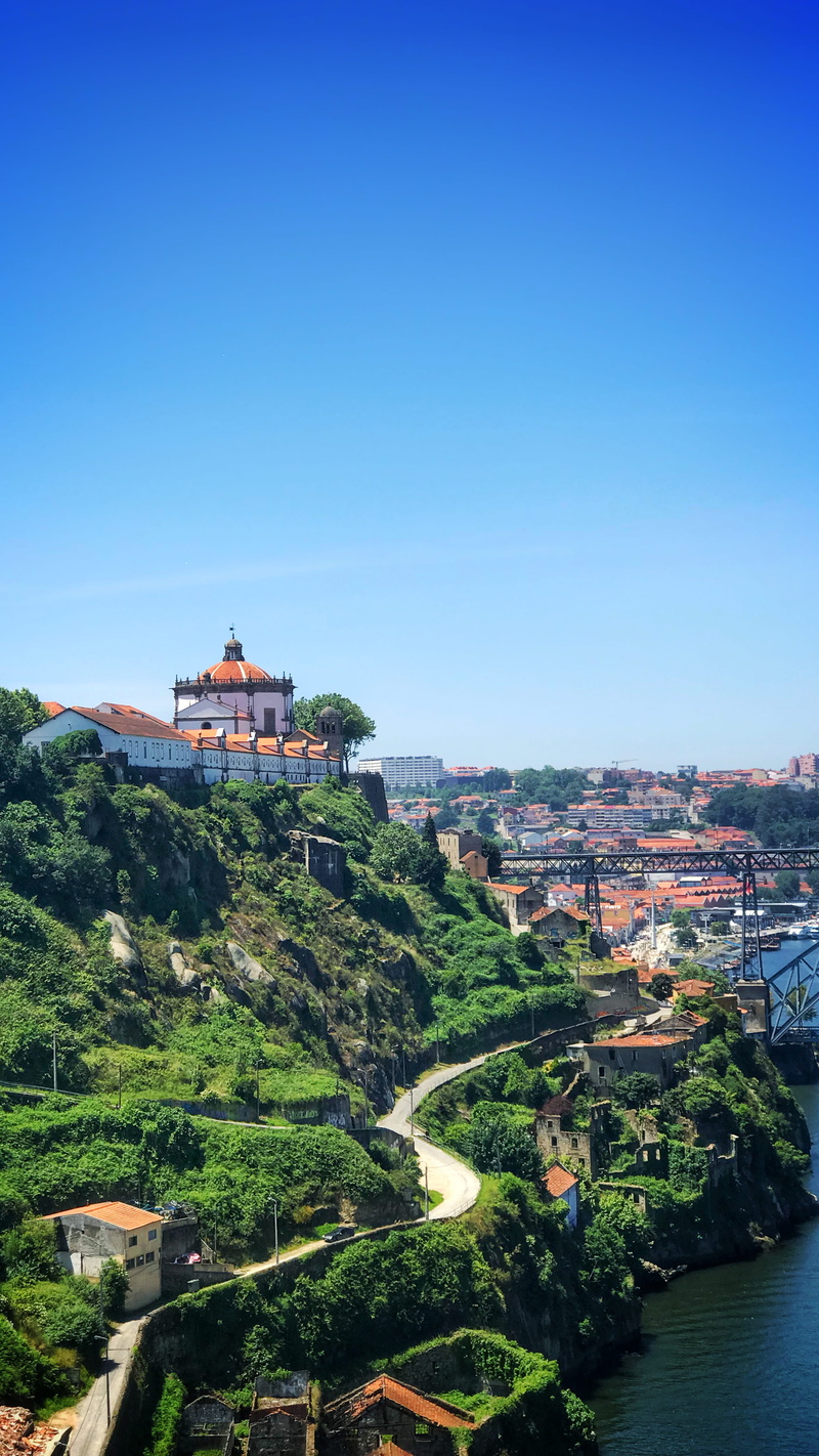 road, clear sky, travel destinations, landscape, portugal, travel, sky, copy space, porto, vila nova de gaia, urban, religion, no people, built structure