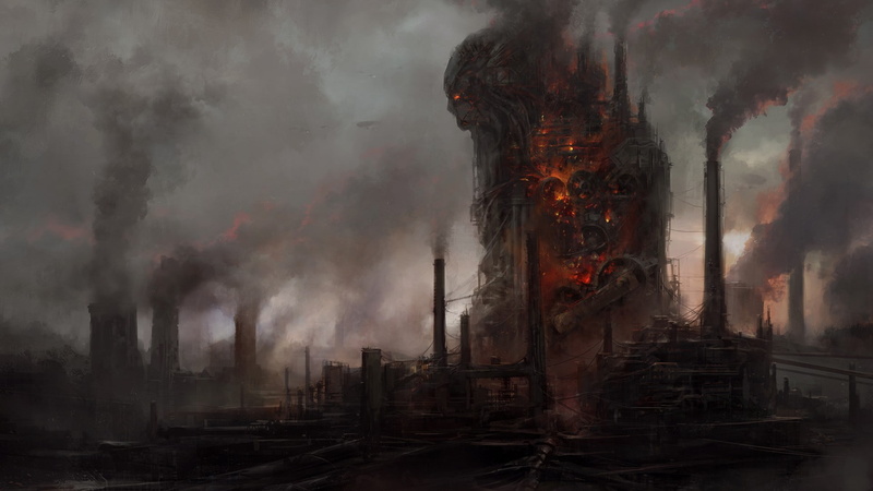factories, pollution, burning, 1080P, smoke