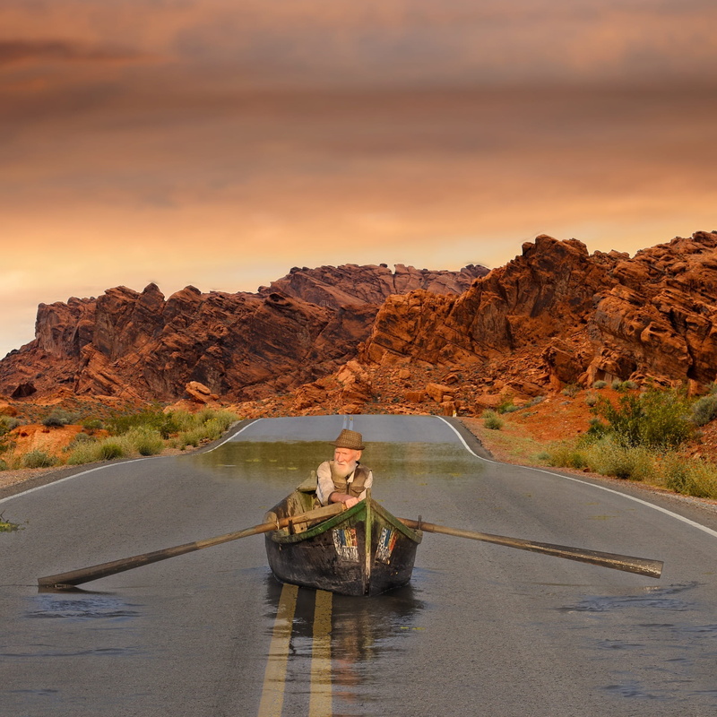 water, mountain range, outdoors, mode of transportation, sunset, rock formation, 1080P, Climate Change, transportation, beauty in nature, non-urban scene