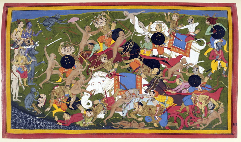 indoors, india, arts culture and entertainment, no people, wall - building feature, still life, art, decoration, hindu, painting, 17th century, drawing