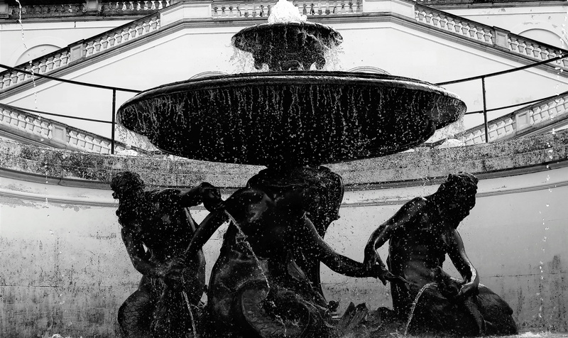 germany, nature, fountain, snowing, reflection, classical Style, old, land vehicle, transportation, human representation, garden design, art, sculpture