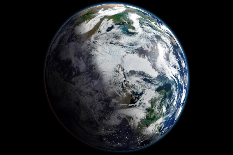 close-up, sea, round, blue marble, sky, sphere, arctic, planet - space, planet earth, studio shot, black background, space, view, satellite view, no people