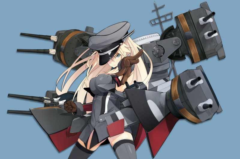 collection, blonde, anthropomorphism, bismarck, kantai, hat, iwasaki, hair, kancolle, eyes, takashi, 720P, gloves, blue