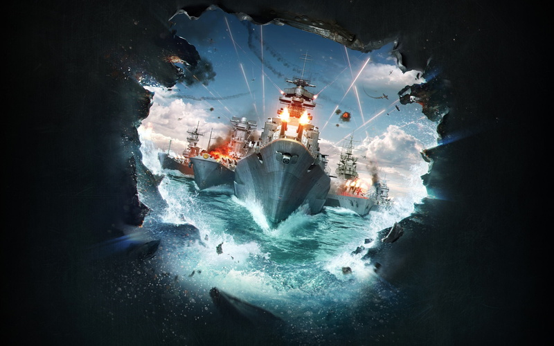 video games, battle, ship, World of Warships, PC gaming, Video Game Art, 2K