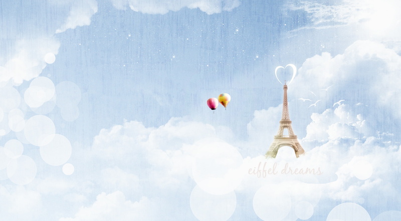 city, hot air balloon, blue, tower, birds, love, travel destinations, office building exterior, architecture, eiffel, dreamy, 1080P, bokeh