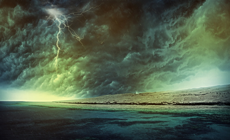 scenics - nature, water, outdoors, sea, power in nature, Aero, sky, digital art, storm cloud, Creative, thunderstorm, no people, ominous, cloud - sky